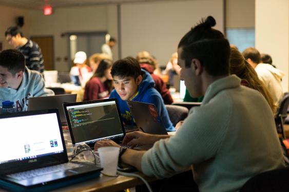 Student working on a coding project