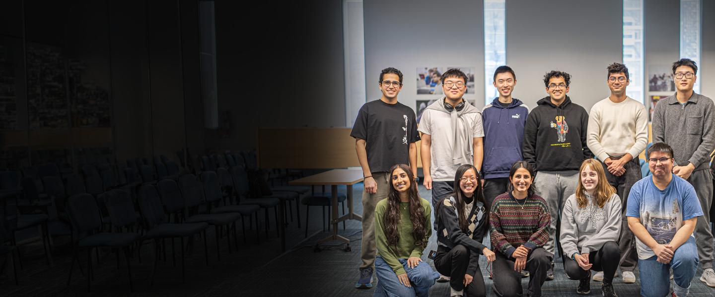Students posing for a story about the Undergraduate Course Assistant (UCA) program