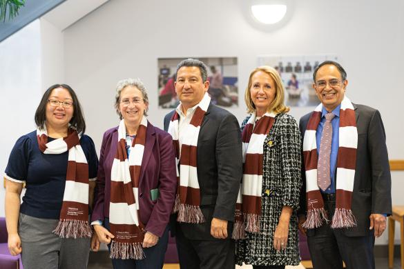 Left to right: Grace Chang, Dean Laura Haas, Robert Manning, Donna Manning and Chancellor Kumble Subbaswamy