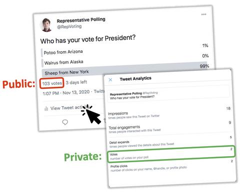 Examples of public and private Twitter polls prior to the 2020 election.